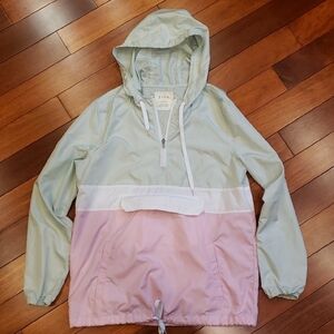 Zine brand lightweight windbreaker jacket. Women's Large. Mint Green and Pink